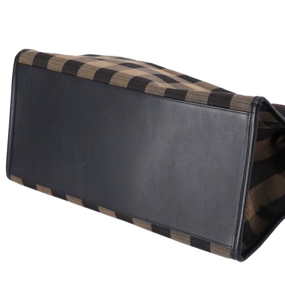 FENDI Sunshine Shopper Tote Bag 8BH372 Dark Brown Black Jacquard Leather - Picture 7 of 8